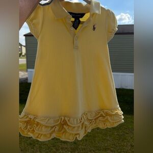 Ralph Lauren Baby Girl Polo Ruffle Dress Yellow Easter Spring Summer